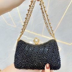 新款跨境滿鑽手拿包女宴會名媛禮服手拎包鏈條鑲鑽單肩斜跨晚宴包