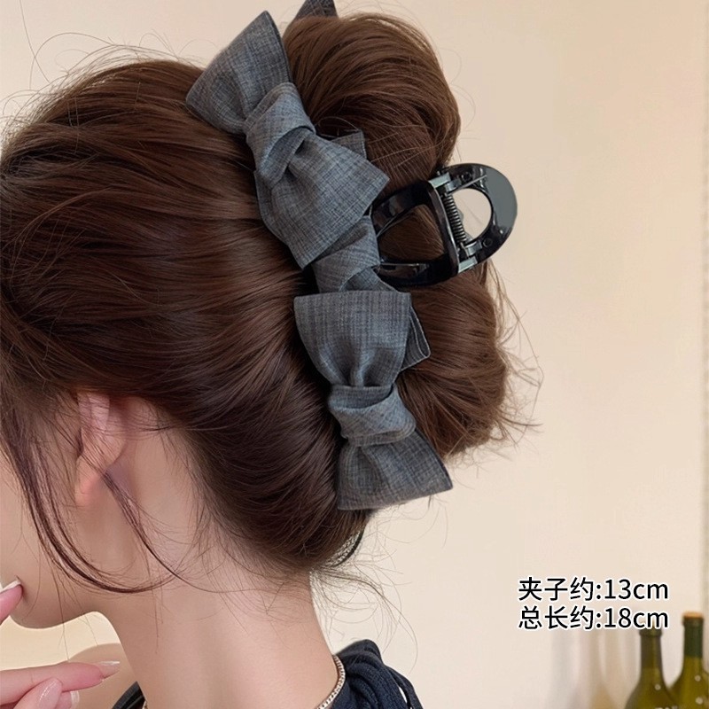 法式优雅蝴蝶结发抓夹2025新款大号发夹女后脑勺双面发饰鲨鱼夹子|undefined