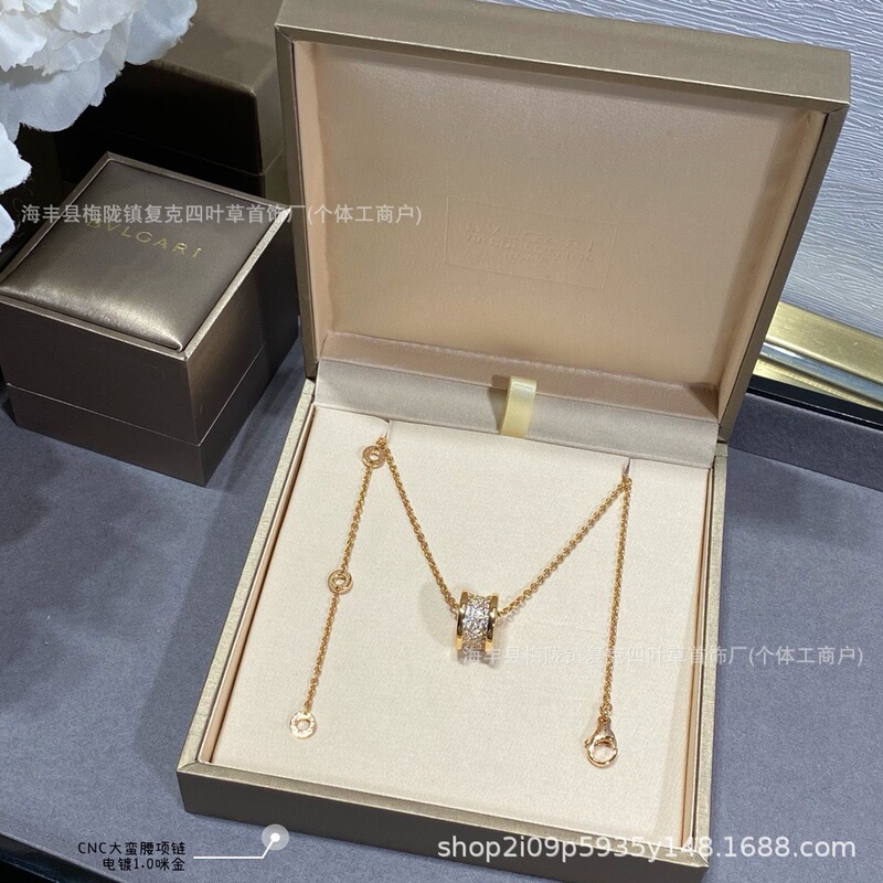 宝格弹簧项链小红人同款陶瓷边钻大小蛮腰V金CNC精工925银厚镀18K|undefined