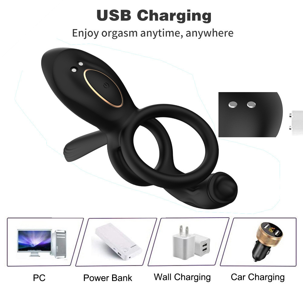 App-Controlled Vibrating Lock Ring with Remote, Dual Rings, Liquid Silicone, Prostate Toy — detail image 5