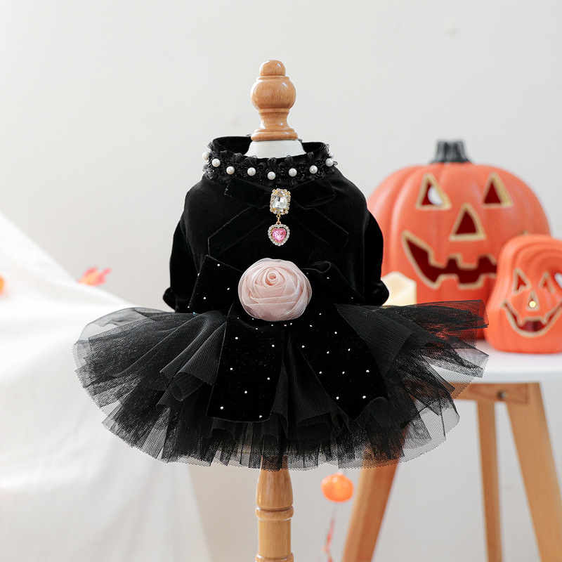 2025 秋冬ハロウィンペット服犬服猫服衣装サハラローズウェディングドレス|undefined