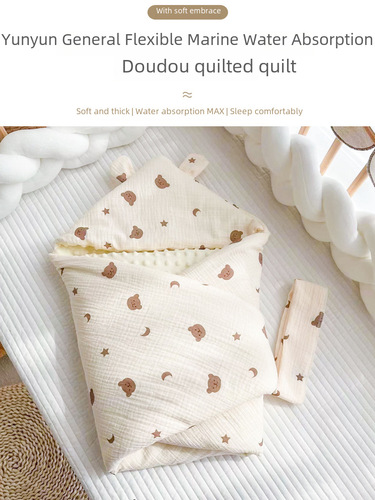 Baby swaddling blanket, newborn wrap, hospital discharge, initial swaddle, cotton, light cotton for autumn and spring, mallow wool