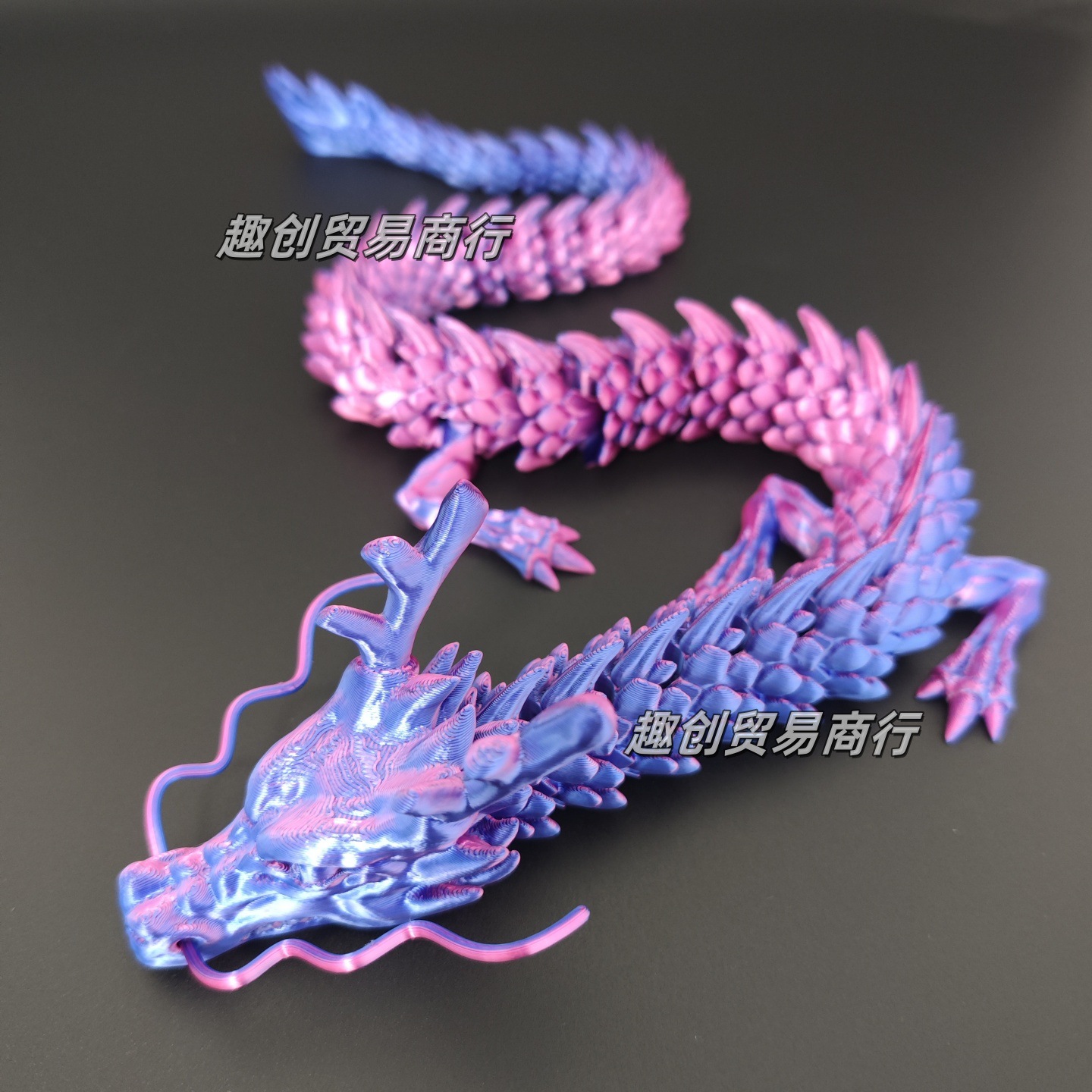 30CM 실크 파란색과 보라색 중국 용(용 수염 포함)