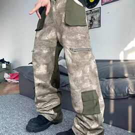 美式套装迷彩工装裤秋季新款耐脏宽松耐磨劳保裤子工作服休闲长裤