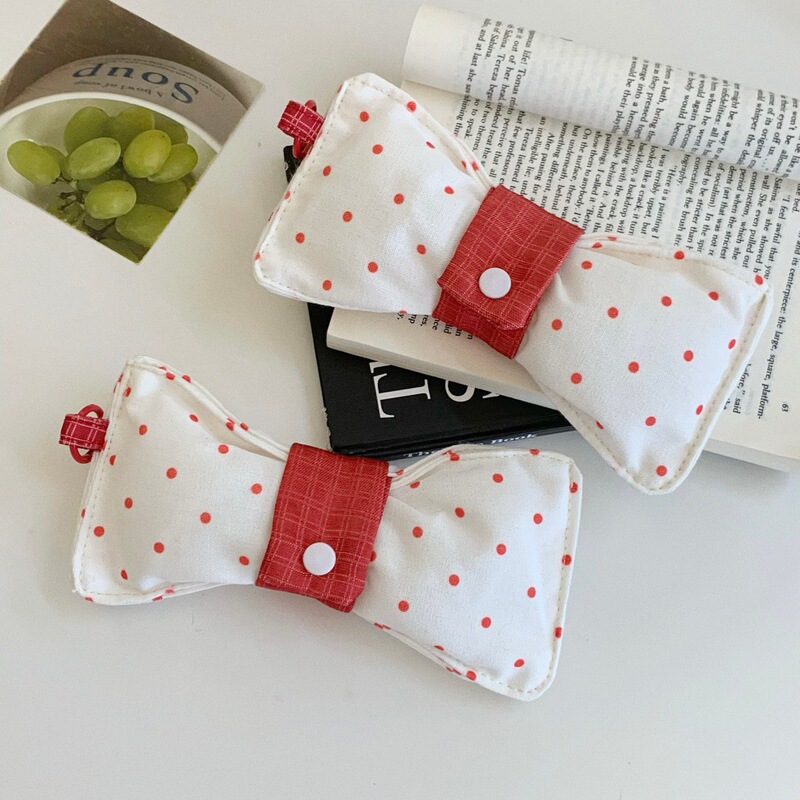 Bowknot glasses storage bag for women, portable and pressure-resistant fabric eyeglass case with snap closure for sunglasses and glasses