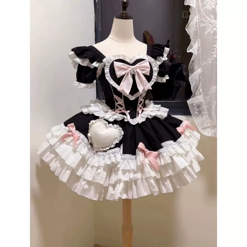 Милая японская Lolita с короткими рукавами, Lolita, атмосфера милой девушки, наряд для Lolita, пышная юбка