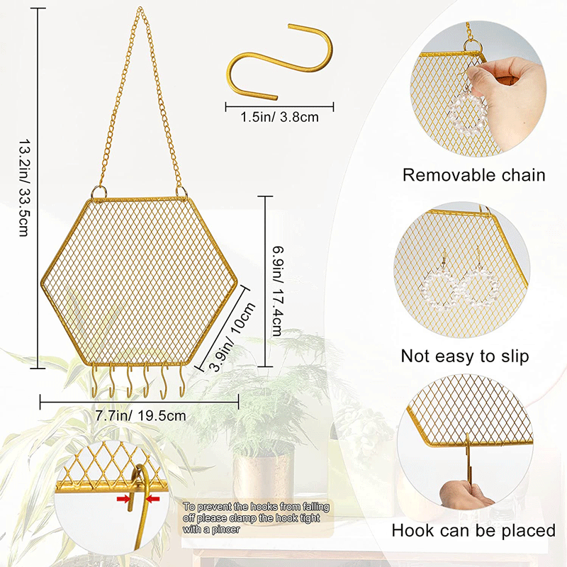 多功能铁艺网格首饰架墙面壁挂式珠宝收纳架耳环项链饰品展示架