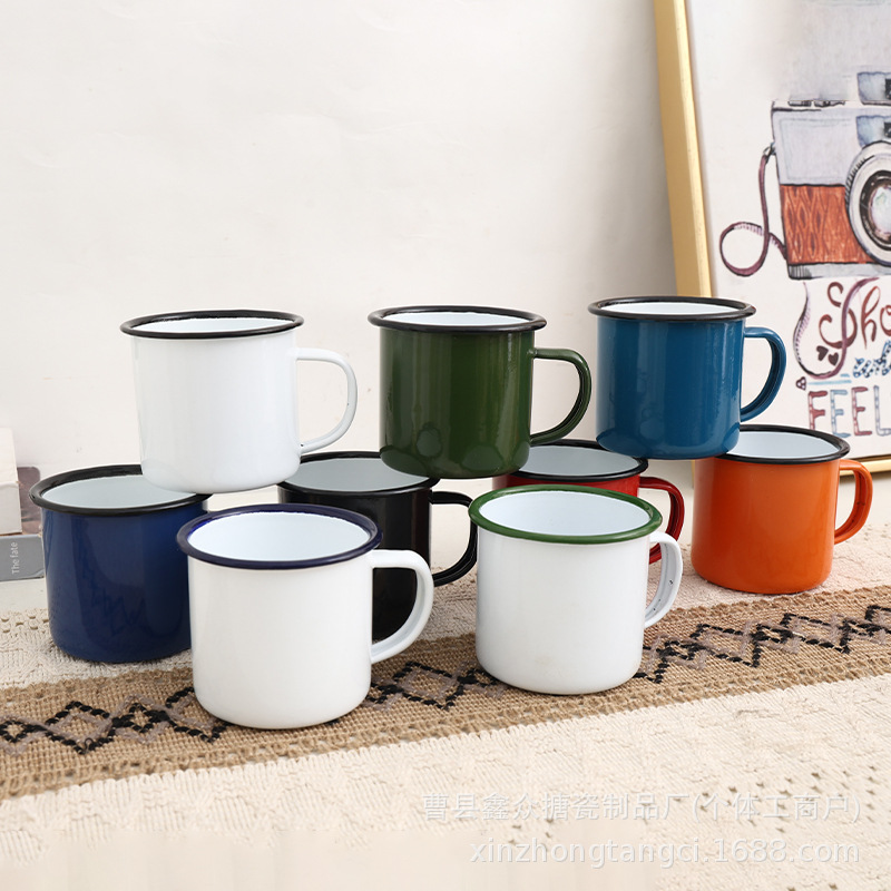 360ML tazas de esmalte transfronterizas al por mayor tazas de té de esmalte gruesas tazas de color tazas de té de estilo antiguo tazas personales