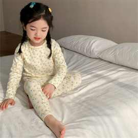 碎花家居服长袖睡衣德绒套装婴儿舒适2025儿童秋衣秋裤保暖两件套