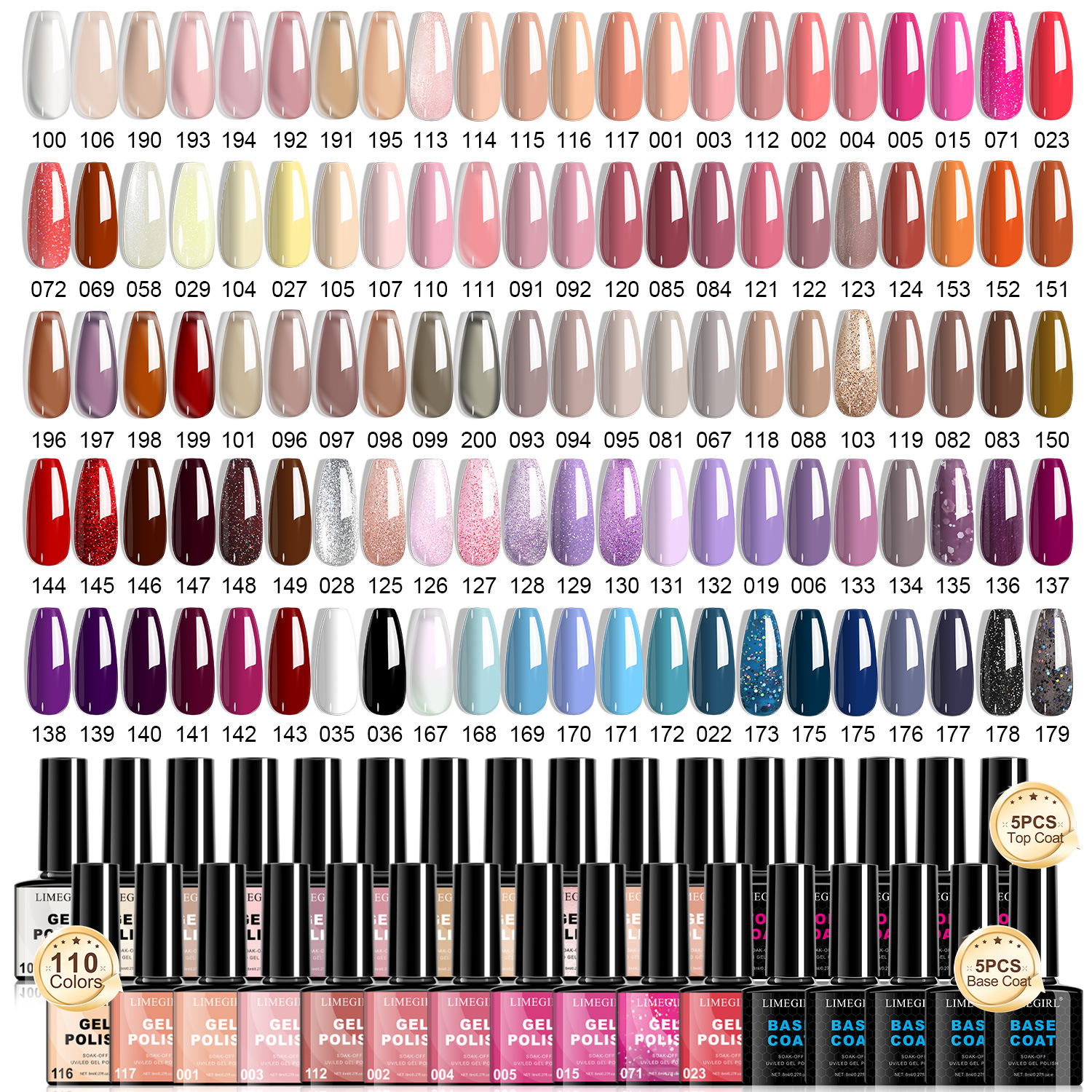 Juego de pegamento para esmalte de uñas LIMEGIRL juego completo de pegamento para esmalte de uñas de uñas nuevo de 120 colores