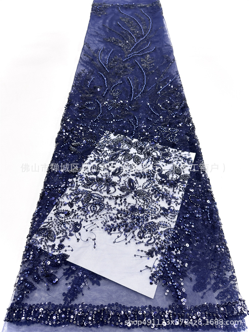 Tejido de encaje bordado de cuentas vestido de boda cena de fiesta vestido de tela comercio exterior transfronterizo
