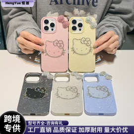 闪粉水钻猫咪苹果手机壳16promax蝴蝶结iPhone14pro适用13pro女15