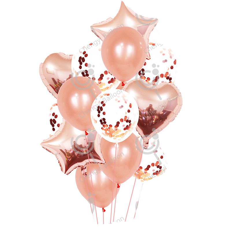 Cross-border balloon set 18-inch 14pcs aluminum foil pearlescent glitter party theme birthday party decoration balloons