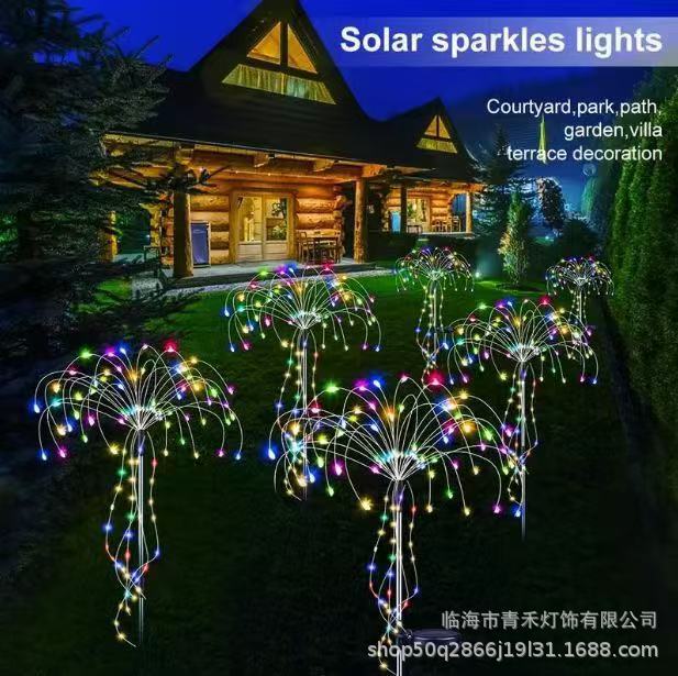 Cross-Border Solar Ground-Mounted Fireworks Led Lights Firecracker Lights Willow Lights Lawn Lights Outdoor Garden Courtyard Decorative Lights