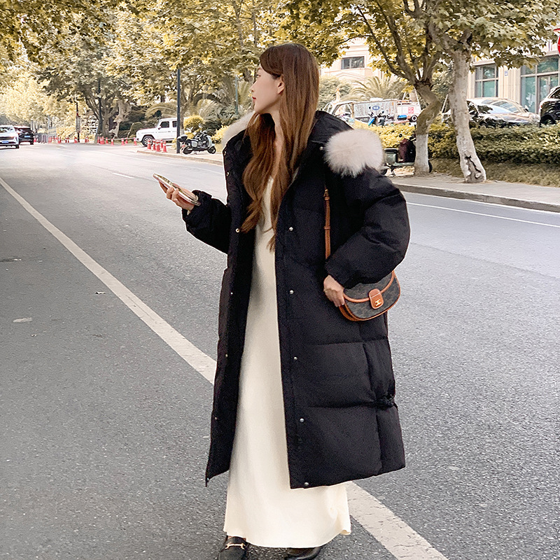 2024 nueva ropa de algodón de la mejor amiga de la mujer largo largo invierno grosor collar rodilla bajo abrigo de estilo chino
