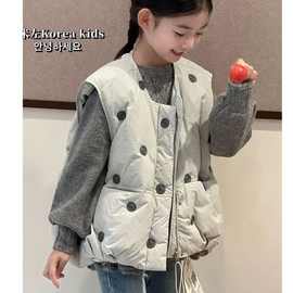 女童绒棉马夹2025秋冬新款儿童洋气加厚背心小女孩甜美坎肩外套