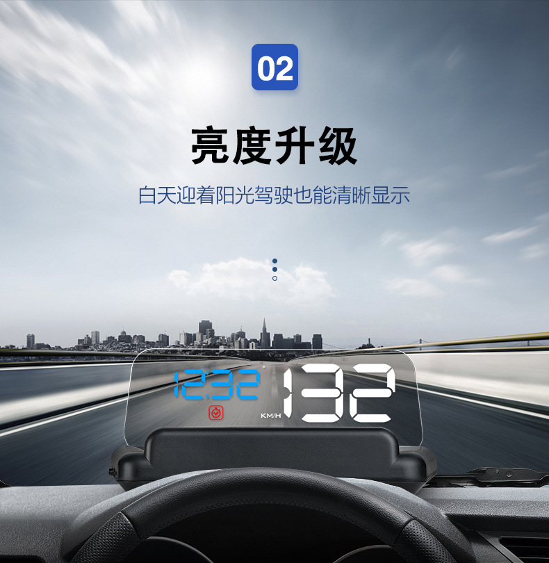 Car Hud Head-Up Display Car Obd Driving Computer Speed Water Temperature Meter High-Definition Optical Projector Universal