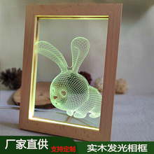 �S��ֱ��3D��ľ�l�����Сҹ��ľLEDС̨��USB��������[��ҹ��