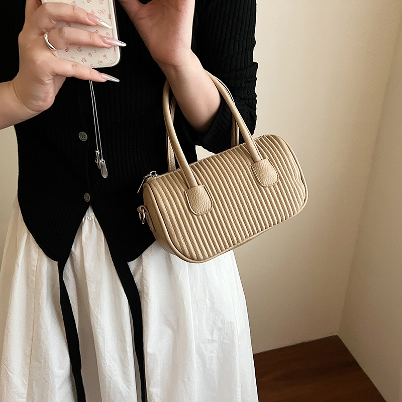 Bolso de moda coreano 2025 verano nuevo bolso femenino bolso de hombro a rayas casual bolso de mensajero con patrón de lichi simple