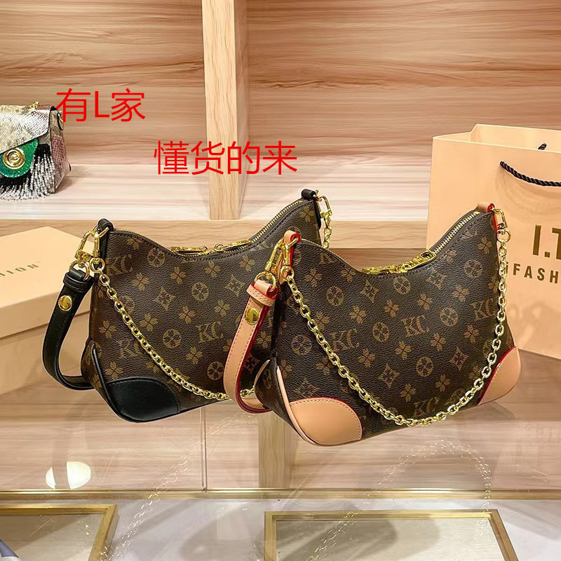 High-End, High-Quality Luxury Genuine Leather Monogrammed Horn-Shaped Bag, Versatile Designer Shoulder and Crossbody Bag, Premium Underarm Bag