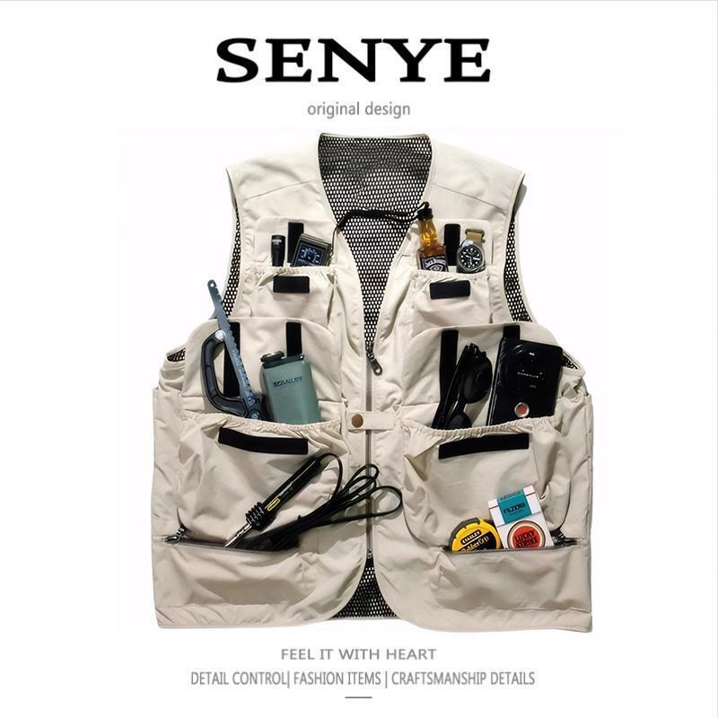 Vintage Functional Wind Multi-Pocket Outdoor Vest Men's and Women's Same Camping Sleeveless Vest Flying Fishing Trendy Casual Vest Vintage Functional Wind Multi-Pocket Outdoor Vest Men's and Women's Same Camping Sleeveless Vest Flying Fishing Trendy Casual Vest