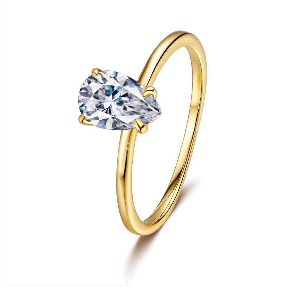 European and American Cross-Border Hot-Selling Engagement Ring Plated with 18K Gold Moissanite S925 Silver Ring for Women Dropshipping