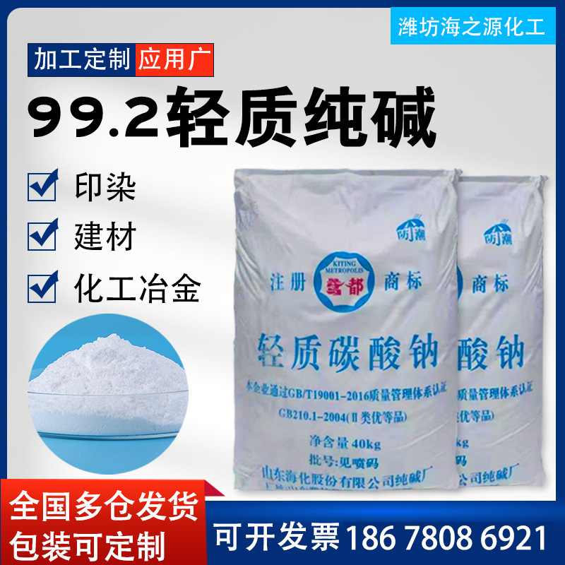山东纯碱水处理冶金纺织石油用国标工业级轻质99含量碳酸钠纯碱