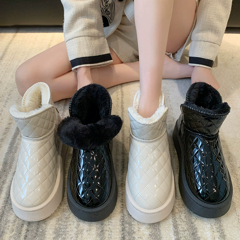 Внешняя торговля оптовые снежные сапоги короткая трубка меха один утолщенный и бархатный противоскользящий 2023 осень-зима новые снежные сапоги женские