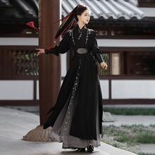 古风汉舞唐【应渊】男女日常套装中国风长款酷飒帅气黑侠客绣花