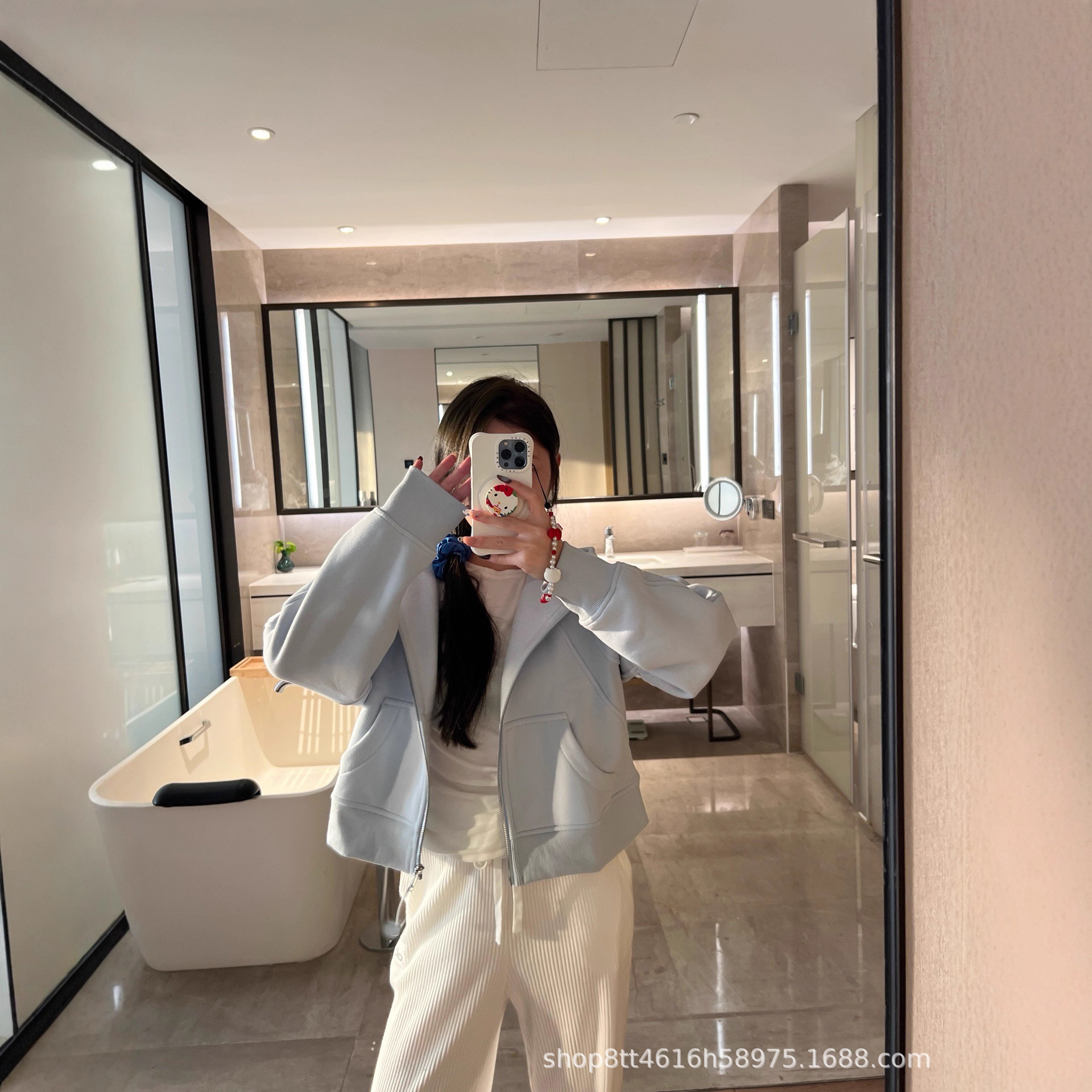 Lulu's New Color Sweatshirt Loose Hooded Velvet Jacket Autumn and Winter New Zipper Sports Top for Women