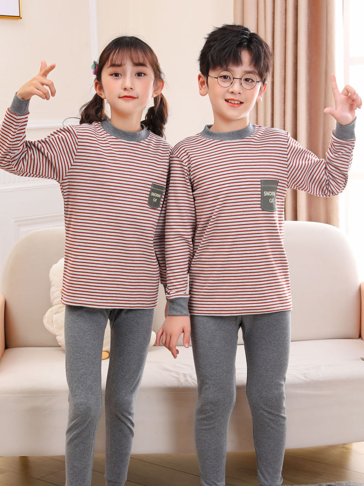 Ropa de otoño de los niños pantalones largos de algodón puro niños y niñas ropa interior traje cálido pijamas niños suéter de algodón