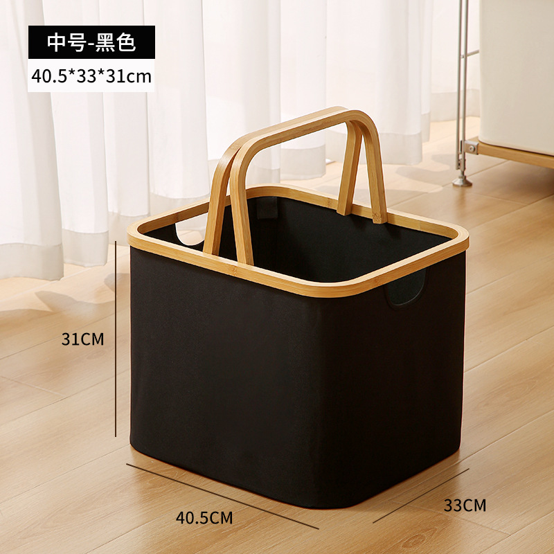 Cesto de lavandería de bambú y madera con tapa, cesta de almacenamiento grande para juguetes y artículos diversos, caja de almacenamiento plegable.