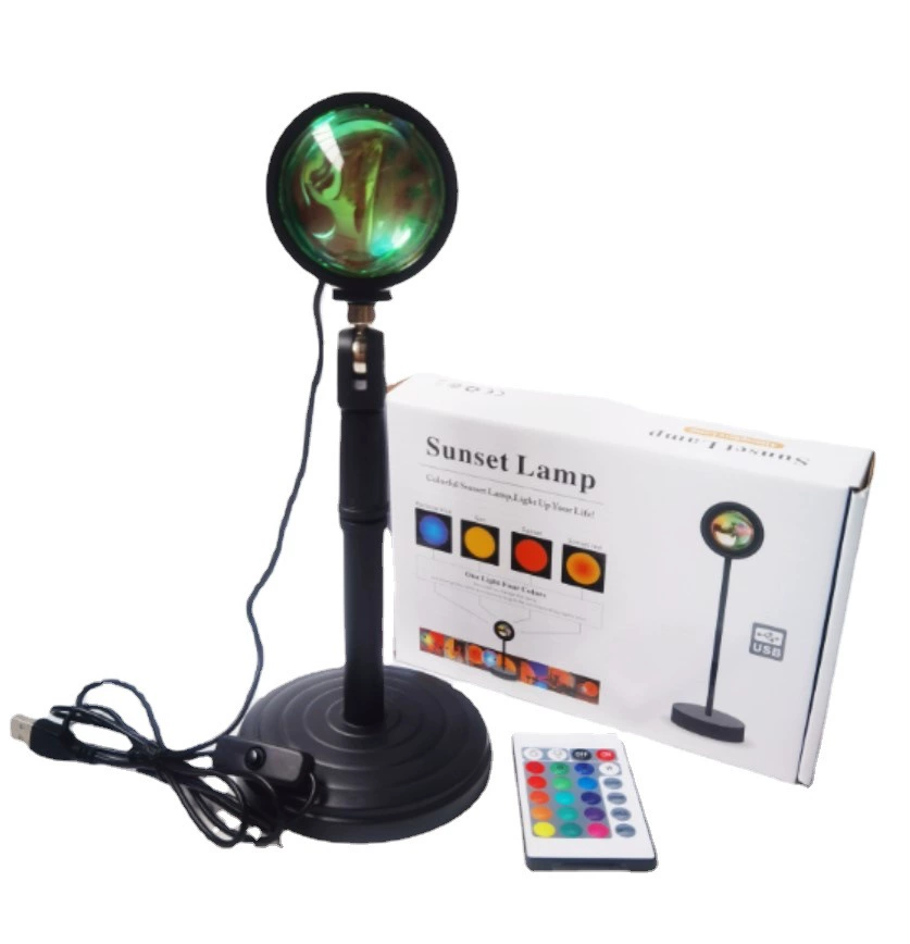 Телескопическая штанга с гибким гусаком, USB-светильник RGB с пультом, одна лампа 16+W, цветное освещение: солнце/закат/красный/падающий солнечный свет