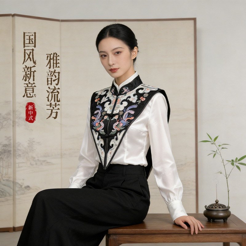 New Chinese-Style Shawl for Women, Fashionable Top, Decorative Performance Costume, Faux Collar, Cloud Shoulder, Versatile, New Spring and Autumn Model, National Style