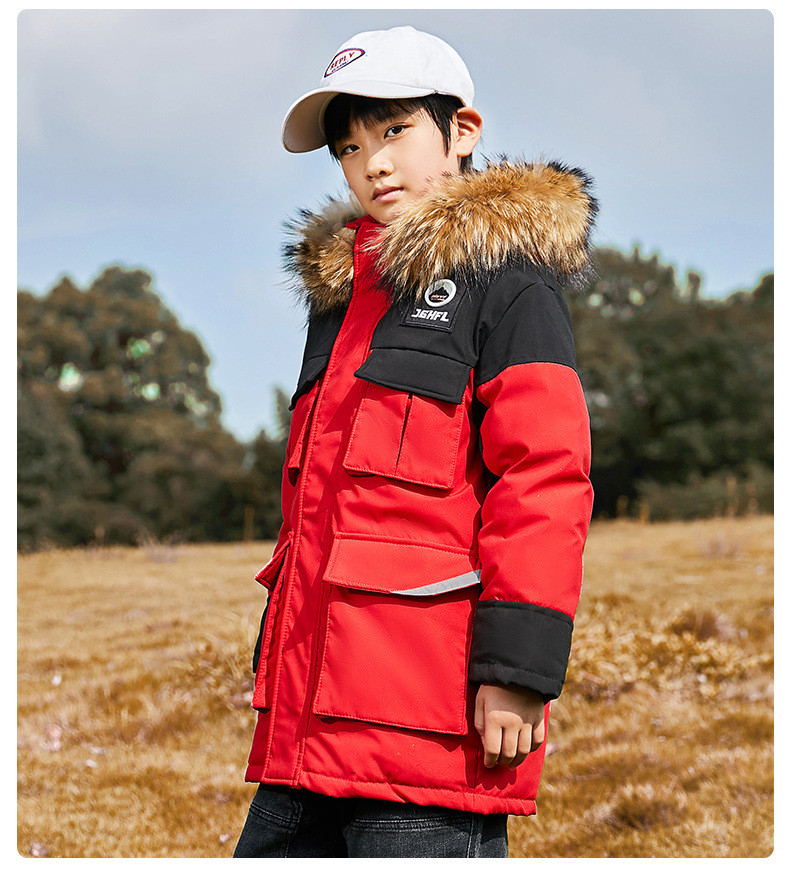 kid's clothing Children's down jacket for boys with long fur collar overalls and thick large children's coat for children_voghion.com