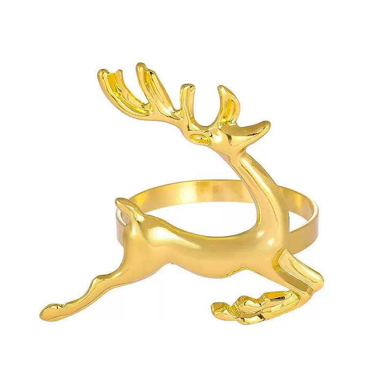 跨境爆款圣诞节餐巾环圣诞派对金属麋鹿餐巾扣酒店餐巾圈厂家批发