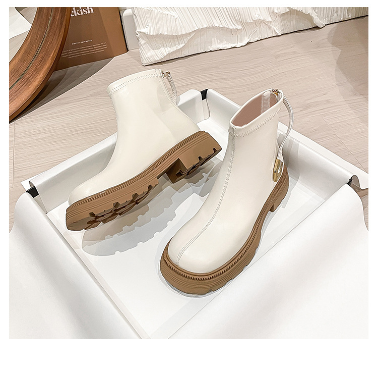 Women's Mesh Ankle Boots Thick Sole Back Zipper Single Boots_voghion.com