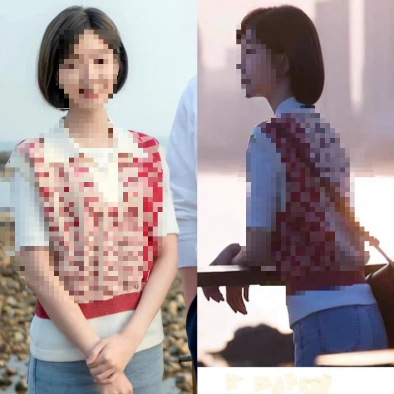 Спросите сердце Мао Xiaotong Fang Xiaoran одежда в том же стиле вязаный жилет с V-образным вырезом женский осенне-зимний свободный набор без рукавов