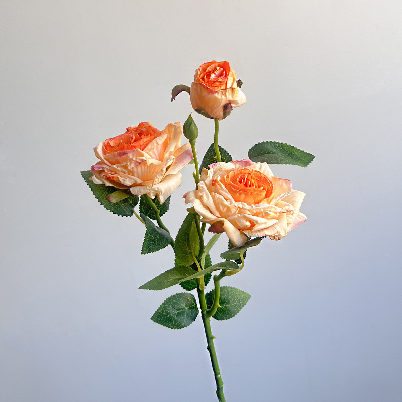 仿真花焦边假花玫瑰复古高档摆件家居客厅餐桌花束干花摆设油画|undefined