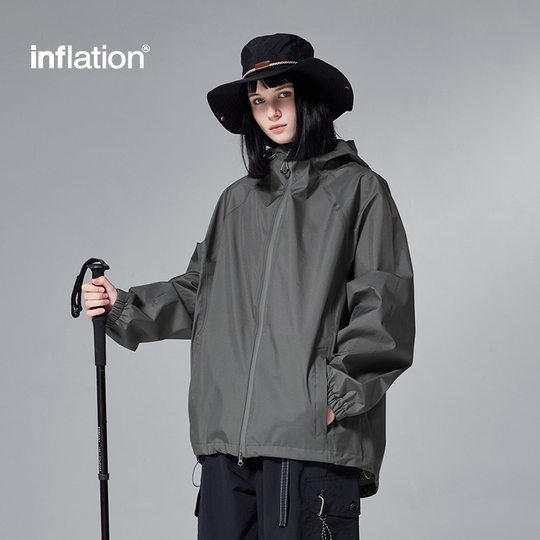 INF Men's | Full Pressure Glue Minimalist Charge Clothing Teflon Three-proof Outdoor Camping Mountain Climbing Charge Waterproof Jacket