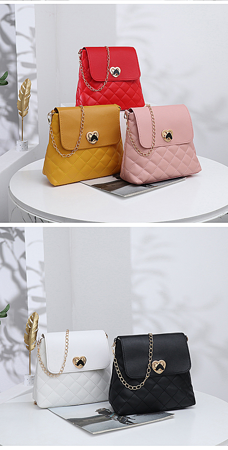 Fashion Heart Shape Lingge Square Buckle Square Bag display picture 4