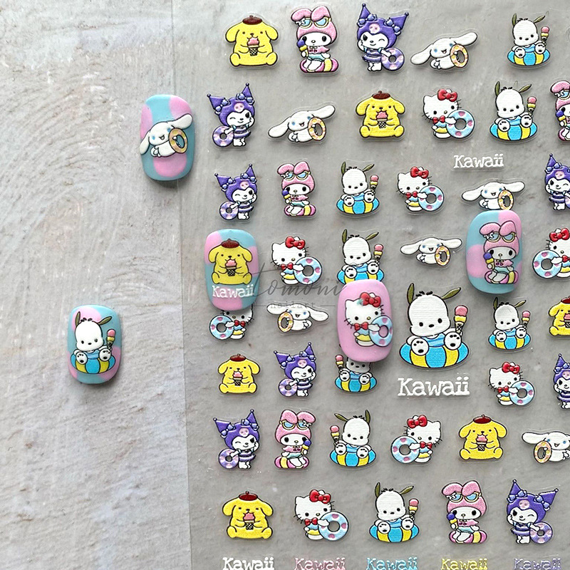 Pegatinas de uñas 2022 nuevo Yugui perro de dibujos animados lindo mascota alivio pegatinas tridimensionales patrón de los niños lindos pegatinas de uñas