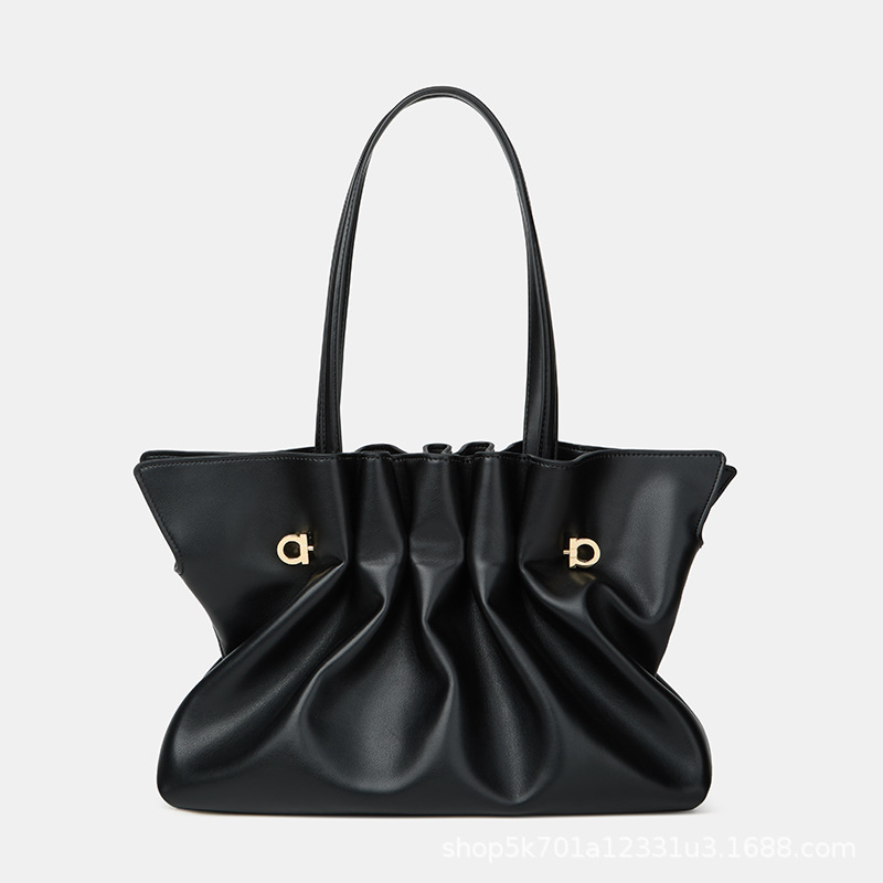 2026 New Style Pleated Tote Bag for Women, Fashionable and Versatile Commuter Shoulder Bag, Simple Niche Design Handbag
