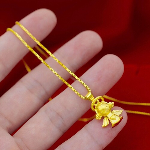 Vietnamese sand gold little angel necklace pendant brass gold-plated frosted fashion love angel lady clavicle chain pendant