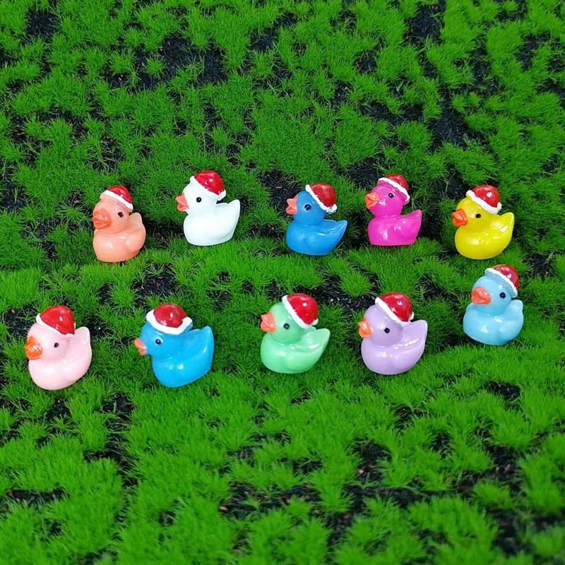 創意ミニクリスマスアヒルのかわいい家庭の小さいアクセサリーの小さい景観の多肉のコケの植物のアヒルの置物の装飾|undefined