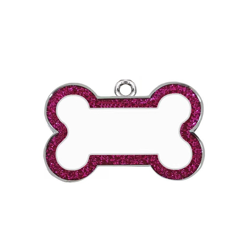 Aleación de zinc perro anti-perdida hueso transfronterizo borde polvo flash pet collar colgante etiqueta colgante grabación láser