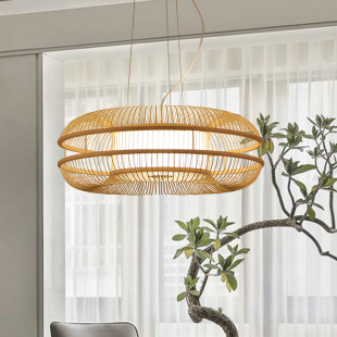 New Chinese Restaurant Living Room Private Room Japanese Style Bamboo Art Southeast Asia Chandelier Hotel Homestay Creative Lamp