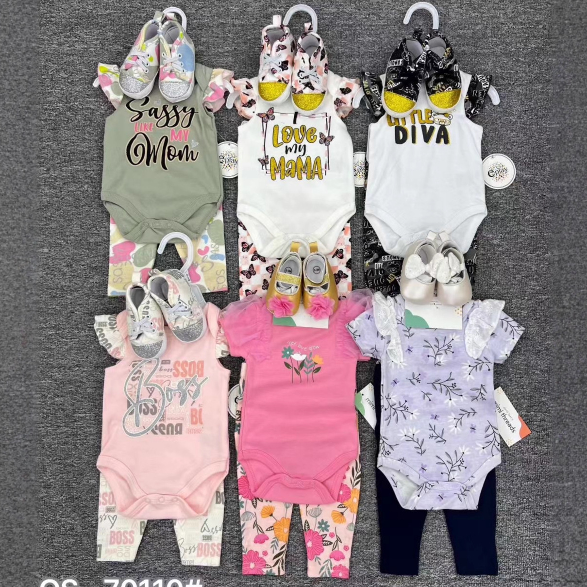 Comercio exterior bolsas de bebés recién nacidos de verano mangas cortas tres piezas con zapatos 3 piezas ropa de bebé al por mayor image 1