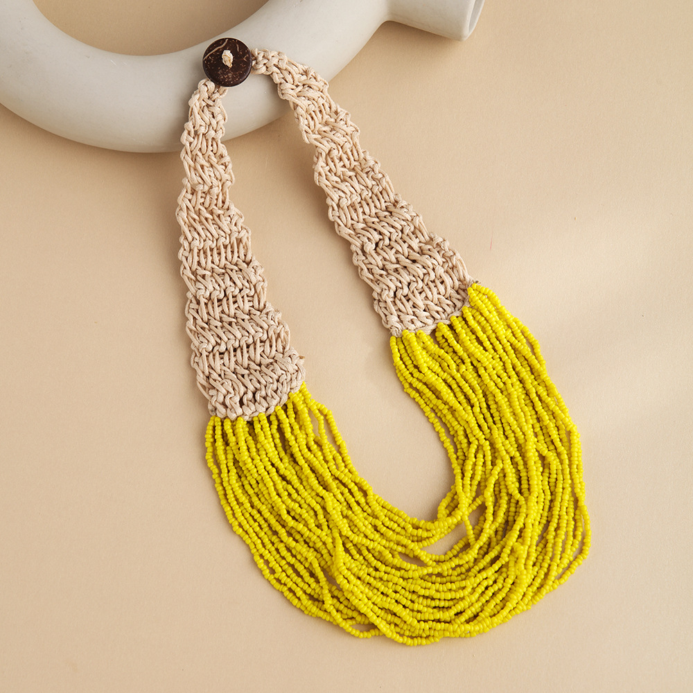 Ethnic Style U Shape Glass Knitting Women's Necklace display picture 4