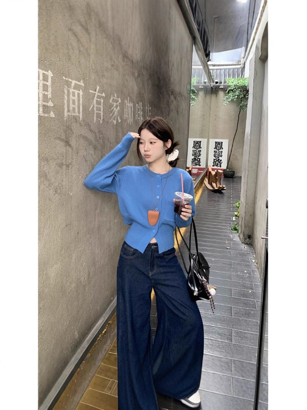 早秋小众设计感收腰系带圆领外套上衣韩系纯色毛衣百搭甜美开衫女|undefined